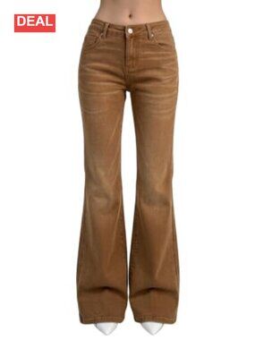 Womens Flare Bell Bottom Jeans Wide Leg Stretchy Denim Pants